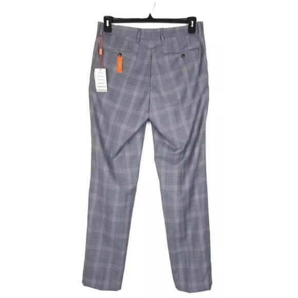 Tallia Men's Slim-Fit Stretch Wool Suit Pants Grey/Pink Plaid 30x30 NWT - Picture 3 of 4